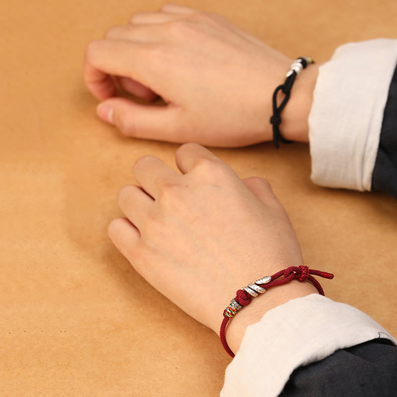 Buddha Stones Anello con moneta dell'anno del serpente in argento sterling 925 con corda rossa Braccialetto portafortuna a forma di serpente - image 10