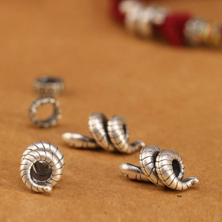 Buddha Stones Anello con moneta dell'anno del serpente in argento sterling 925 con corda rossa Braccialetto portafortuna a forma di serpente - image 15