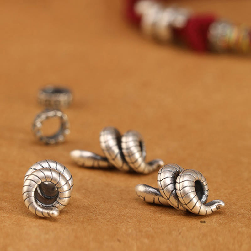 Buddha Stones Anello con moneta dell'anno del serpente in argento sterling 925 con corda rossa Braccialetto portafortuna a forma di serpente - image 15