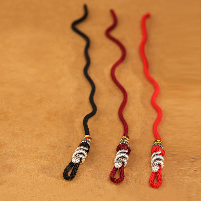 Buddha Stones Anello con moneta dell'anno del serpente in argento sterling 925 con corda rossa Braccialetto portafortuna a forma di serpente - image 14