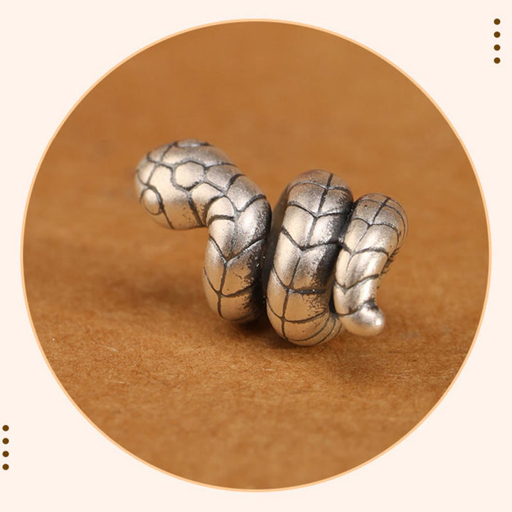 Buddha Stones Anello con moneta dell'anno del serpente in argento sterling 925 con corda rossa Braccialetto portafortuna a forma di serpente - image 16