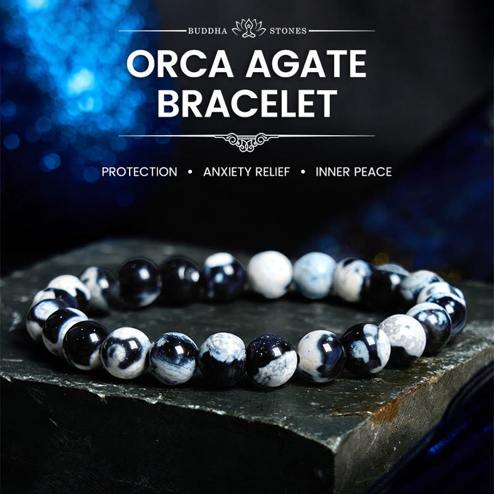 Braccialetto di protezione in agata orca Buddha Stones