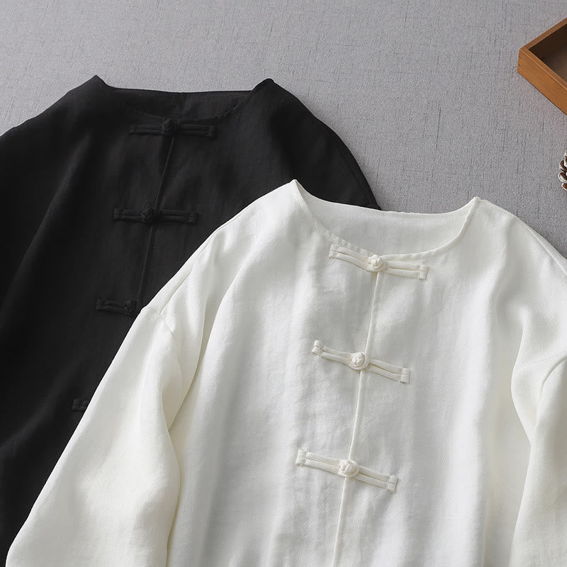 Camicia da donna a maniche lunghe con bottoni in tinta unita Buddha Stones - image 11