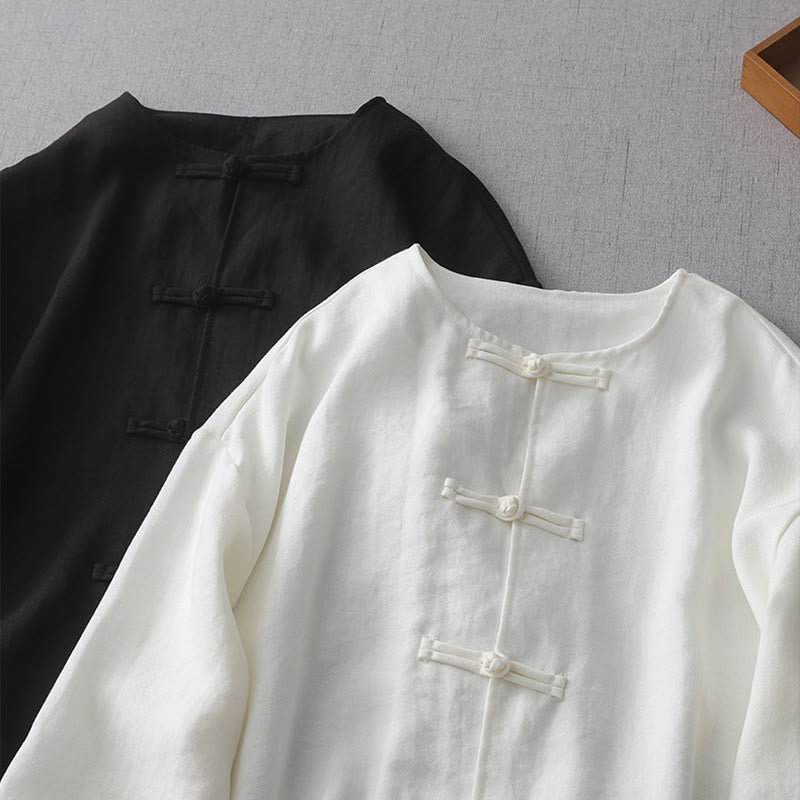 Camicia da donna a maniche lunghe con bottoni in tinta unita Buddha Stones - image 10