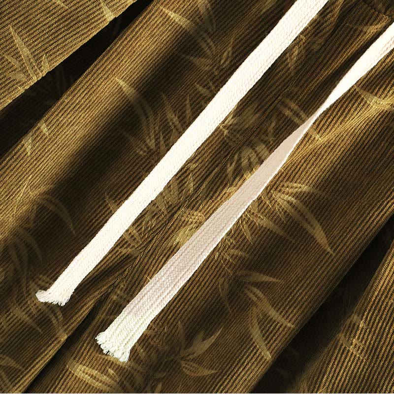 Pantaloni da uomo a gamba larga in velluto a coste con coulisse, in cotone, con tasche, motivo Buddha Stones Bamboo Leaves - image 10