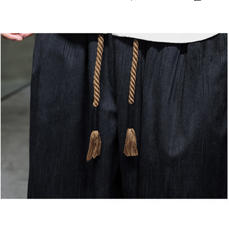 Pantaloni harem da uomo termici con coulisse in velluto a coste tinta unita Buddha Stones con tasche - image 19