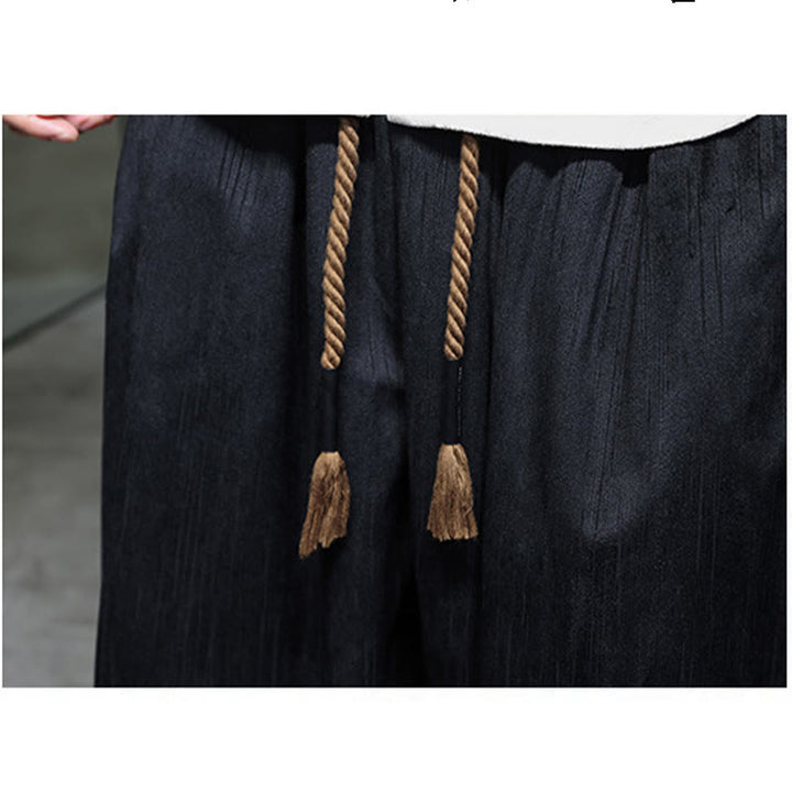 Pantaloni harem da uomo termici con coulisse in velluto a coste tinta unita Buddha Stones con tasche - image 19