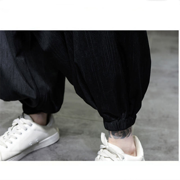 Pantaloni harem da uomo termici con coulisse in velluto a coste tinta unita Buddha Stones con tasche