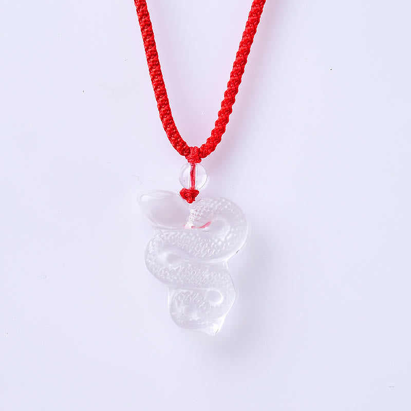 Collana con ciondolo di guarigione dell'anno del serpente di Liuli, cristallo bianco, pietre Buddha Stones