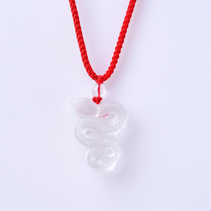 Collana con ciondolo di guarigione dell'anno del serpente di Liuli, cristallo bianco, pietre Buddha Stones
