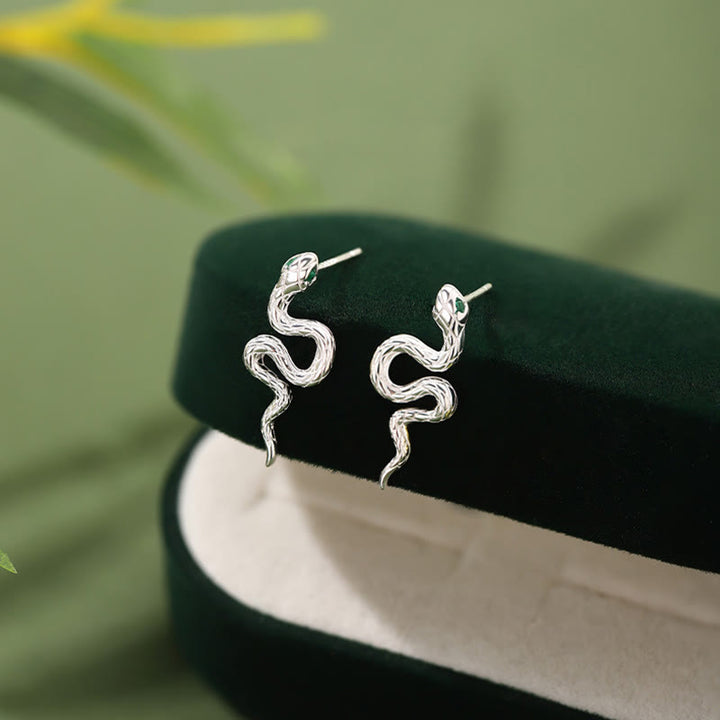 Set di orecchini pendenti con collana e ciondolo dell'anno del serpente in argento sterling 925 Buddha Stones