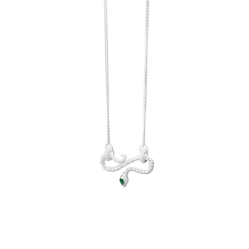 Buddha Stones 999 Sterling Silver Anno del serpente Serpente che si avvolge Simbolo infinito Benedizione Collana Pendente