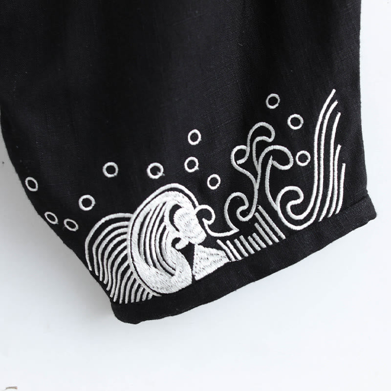 Pantaloni da uomo in cotone etnico con tasche, elastico in vita , Buddha Stones nuvole - image 11