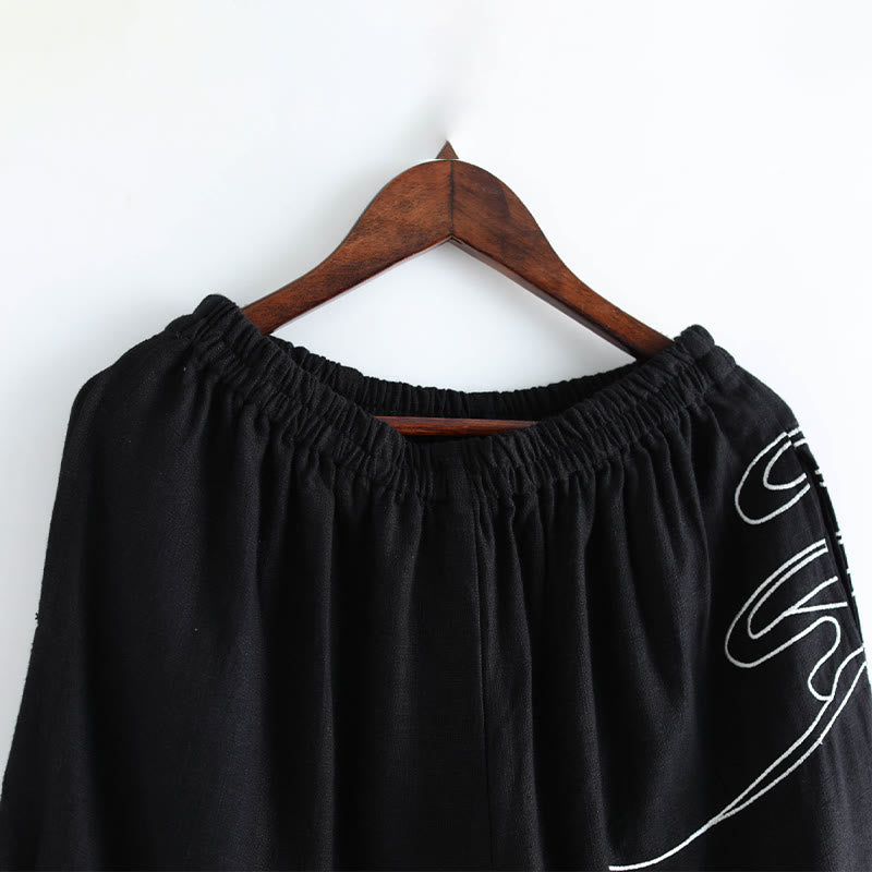 Pantaloni da uomo in cotone etnico con tasche, elastico in vita , Buddha Stones nuvole - image 9