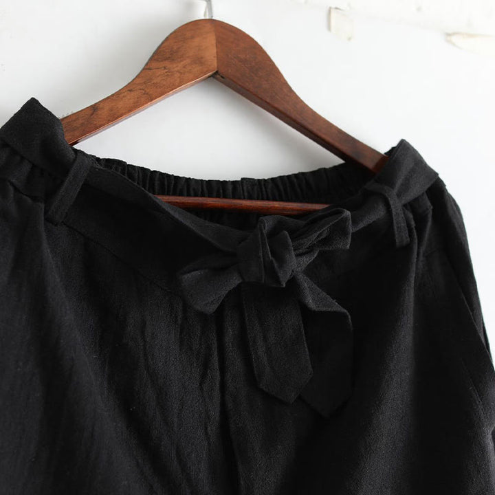 Pantaloni da uomo in lino ramiè con tasche e cerniera frontale tinta unita Buddha Stones