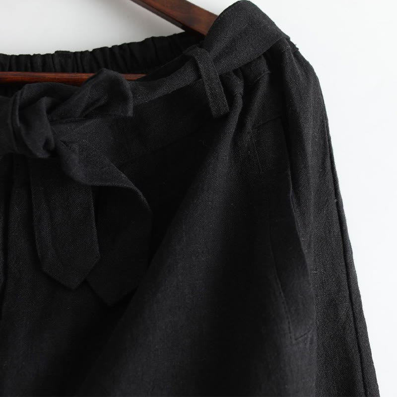 Pantaloni da uomo in lino ramiè con tasche e cerniera frontale tinta unita Buddha Stones