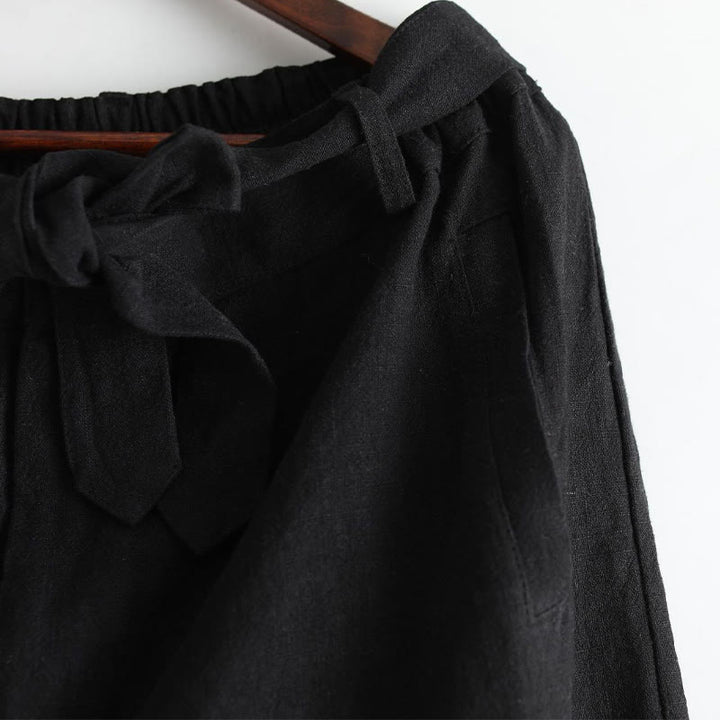 Pantaloni da uomo in lino ramiè con tasche e cerniera frontale tinta unita Buddha Stones