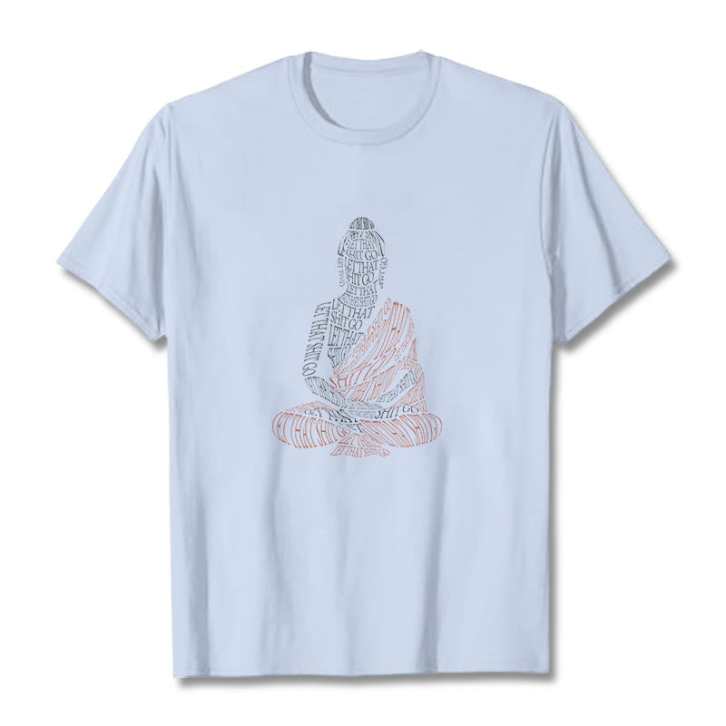 Maglietta con motivo Buddha Stones Buddha in meditazione Let That Shit Go - Ciano chiaro - 2XL - image 19