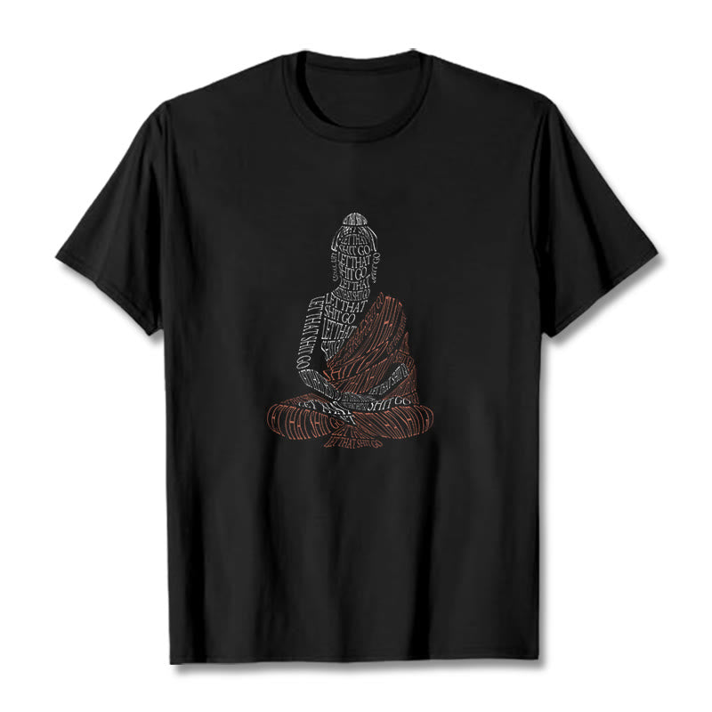 Maglietta con motivo Buddha Stones Buddha in meditazione Let That Shit Go - Nero - 2XL - image 5
