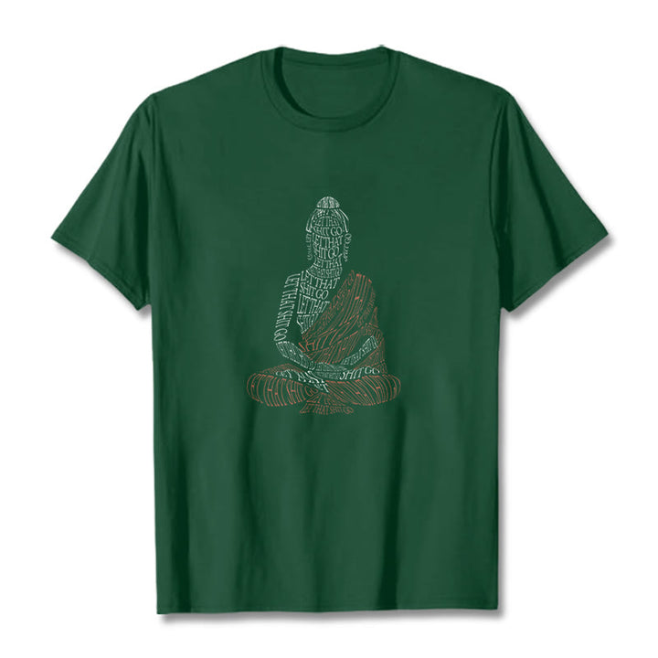 Maglietta con motivo Buddha Stones Buddha in meditazione Let That Shit Go - Verde foresta - 2XL - image 11