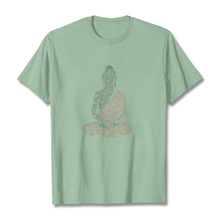 Maglietta con motivo Buddha Stones Buddha in meditazione Let That Shit Go - Verde pallido - 2XL - image 14