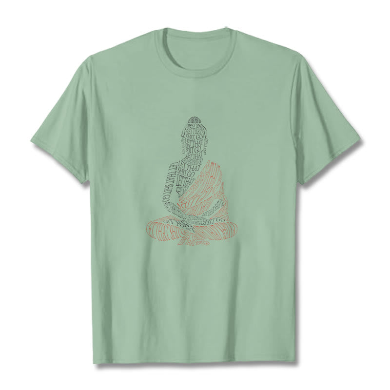 Maglietta con motivo Buddha Stones Buddha in meditazione Let That Shit Go - Verde pallido - 2XL - image 15
