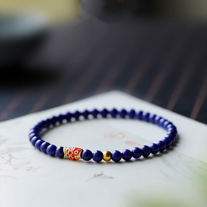 Braccialetto positivo Buddha Stones Lazurite Koi Fish