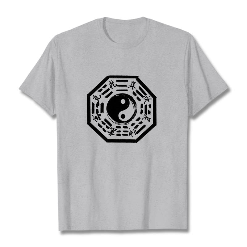 Maglietta in cotone con motivo Buddha Stones Ba Gua - Grigio chiaro - 2XL - image 10