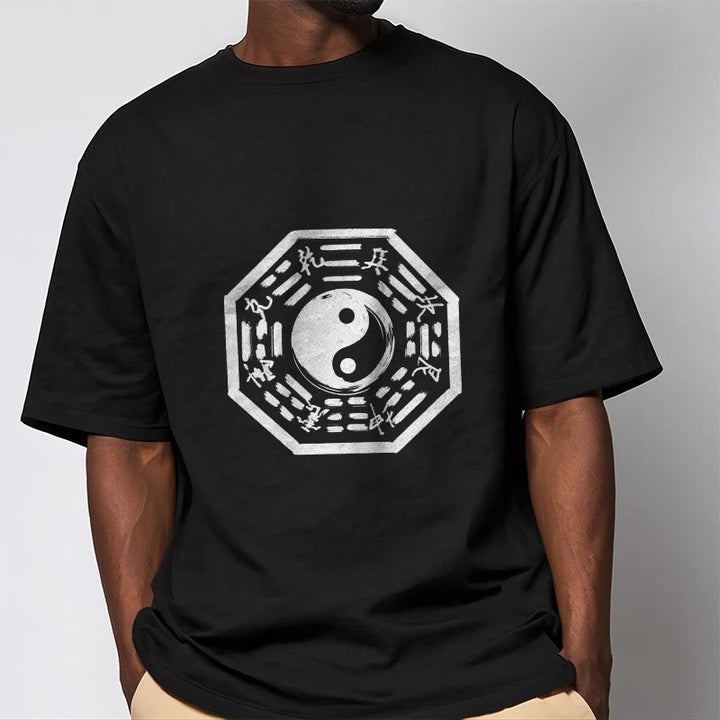 Maglietta in cotone con motivo Buddha Stones Ba Gua