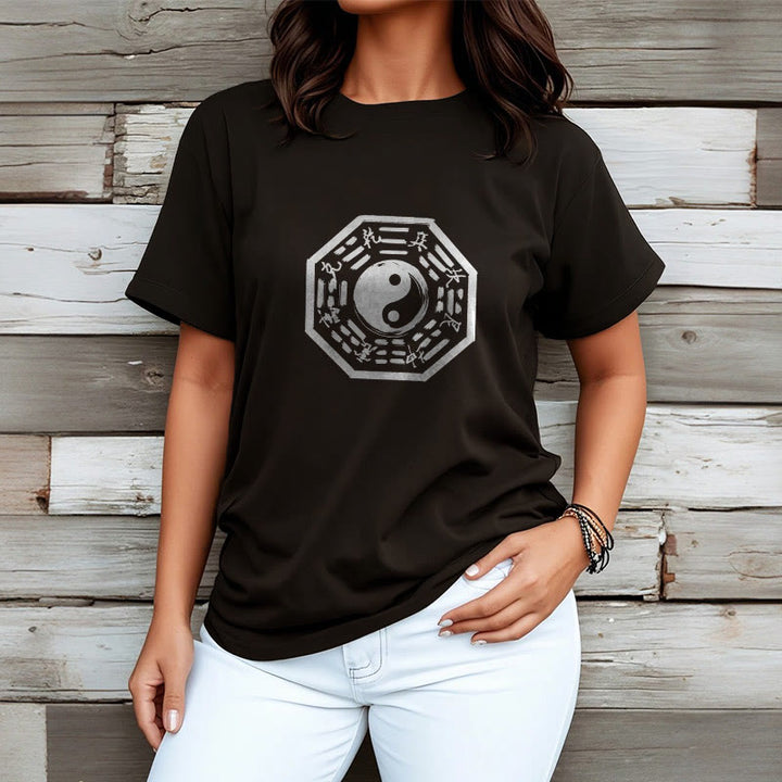 Maglietta in cotone con motivo Buddha Stones Ba Gua