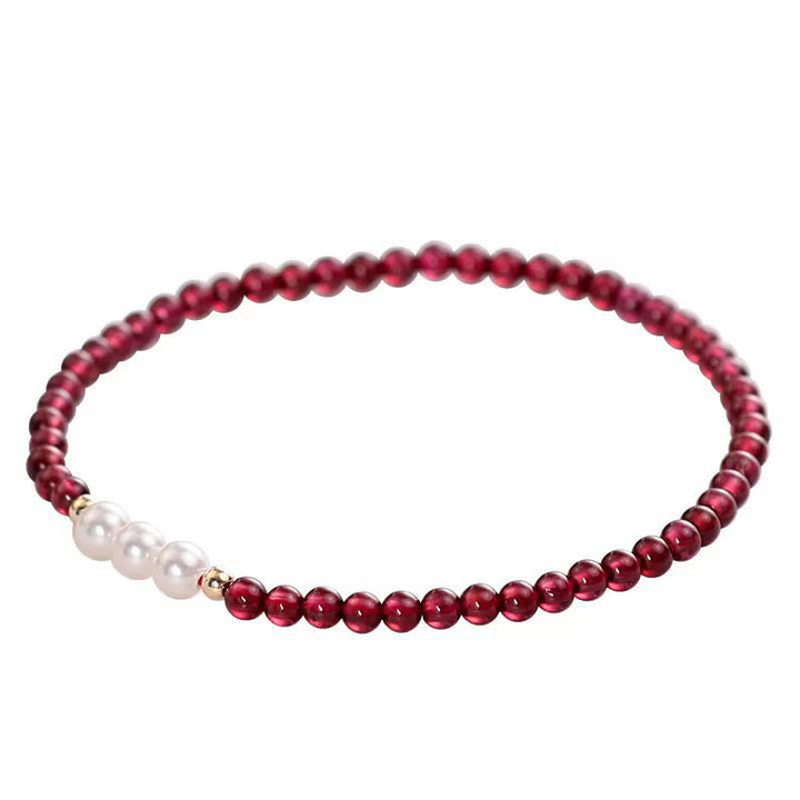 Braccialetto di protezione con piccole perle di granato naturale Buddha Stones