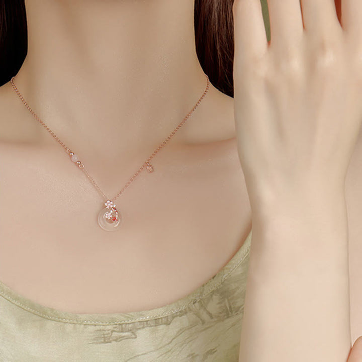 Buddha Stones Calcedonio Cristallo rosa Argento Sterling 925 Fiori Pesce Koi Fibbia della pace Collana pendente positivo - image 12