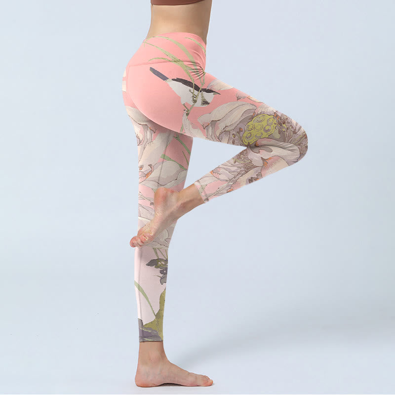 Leggings da palestra con stampa di loto bianco appassito Buddha Stones , pantaloni da yoga da donna - image 3