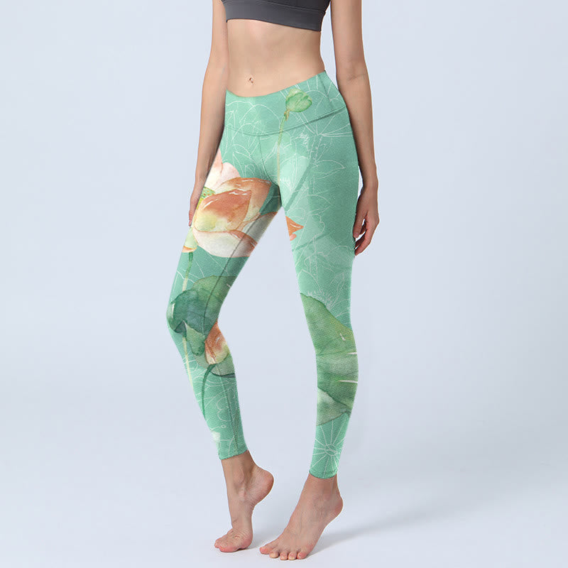 Leggings da palestra con stampa di Buddha Stones, pantaloni da yoga da donna - MedioPrimaveraVerde - US18, UK/AU22, EU50 (4XL) - image 0
