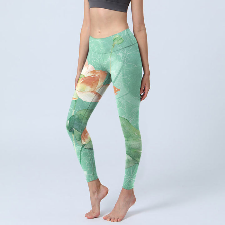 Leggings da palestra con stampa di Buddha Stones, pantaloni da yoga da donna - MedioPrimaveraVerde - US18, UK/AU22, EU50 (4XL) - image 0