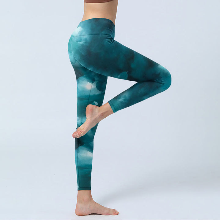 Leggings da palestra Buddha Stones Dark Green Cloud da donna Pantaloni da yoga - image 4