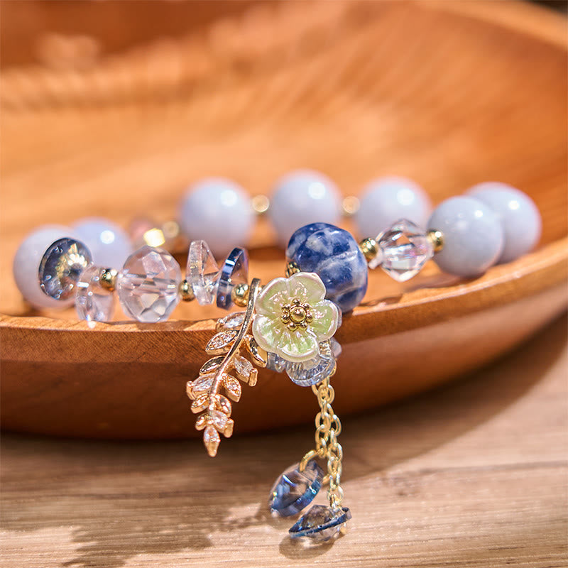 Braccialetto di guarigione Buddha Stones Blue Crystal Ametista Pietra del sole Avventurina verde