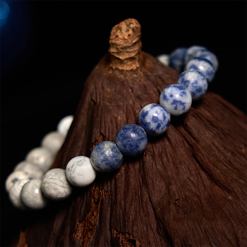 Braccialetto Buddha Stones Sodalite Picasso Jasper Bianco Turchese Intuizione