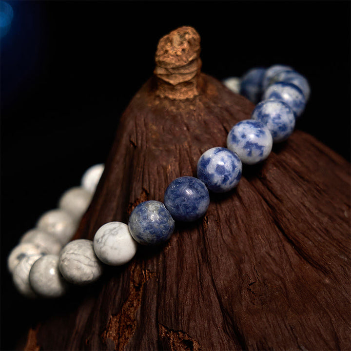 Braccialetto Buddha Stones Sodalite Picasso Jasper Bianco Turchese Intuizione