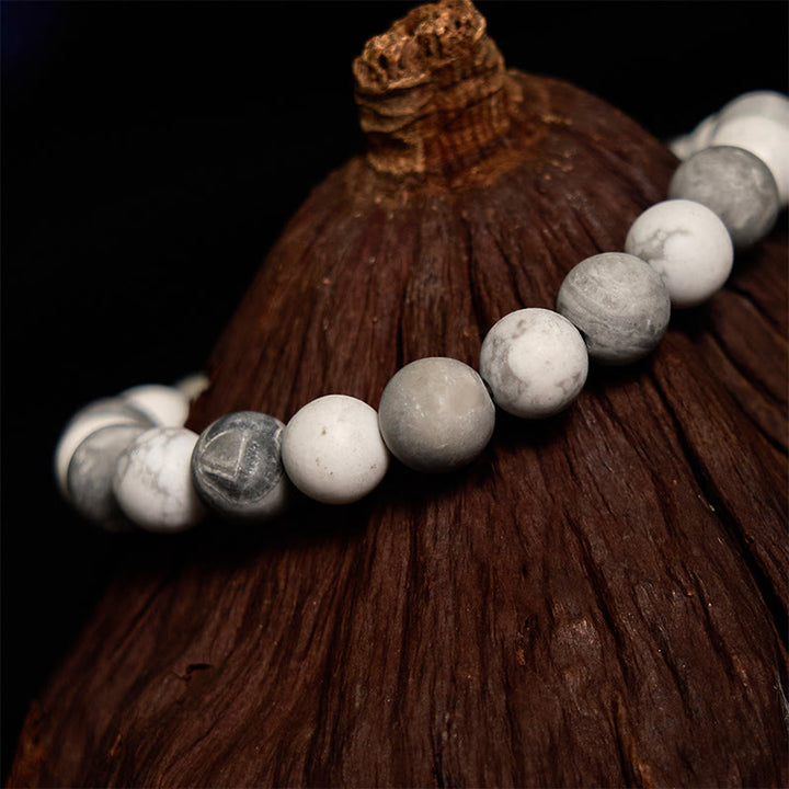 Braccialetto Buddha Stones Picasso Jasper Bianco Turchese Coraggio