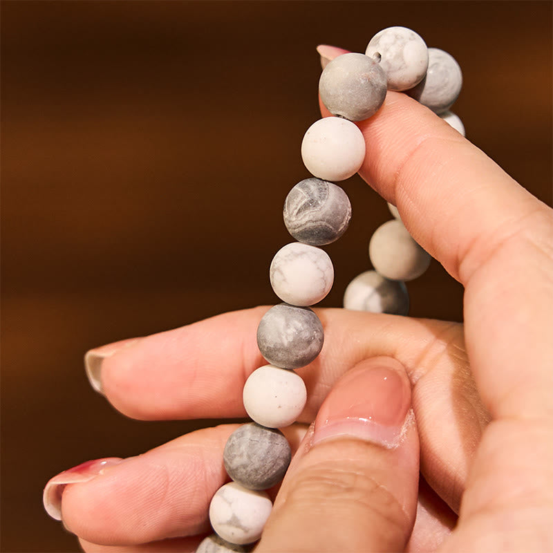 Braccialetto Buddha Stones Picasso Jasper Bianco Turchese Coraggio