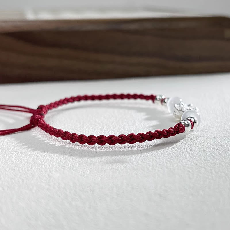 Braccialetto di protezione con perline occhio di gatto in argento sterling 999 con motivo a loto Buddha Stones