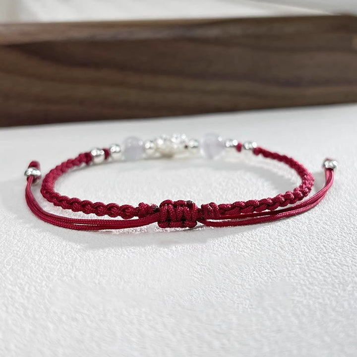 Braccialetto di protezione con perline occhio di gatto in argento sterling 999 con motivo a loto Buddha Stones