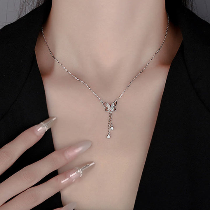 Buddha Stones 999 Sterling Silver Tridacna Pietra Farfalla Calma Collana Pendente - image 8