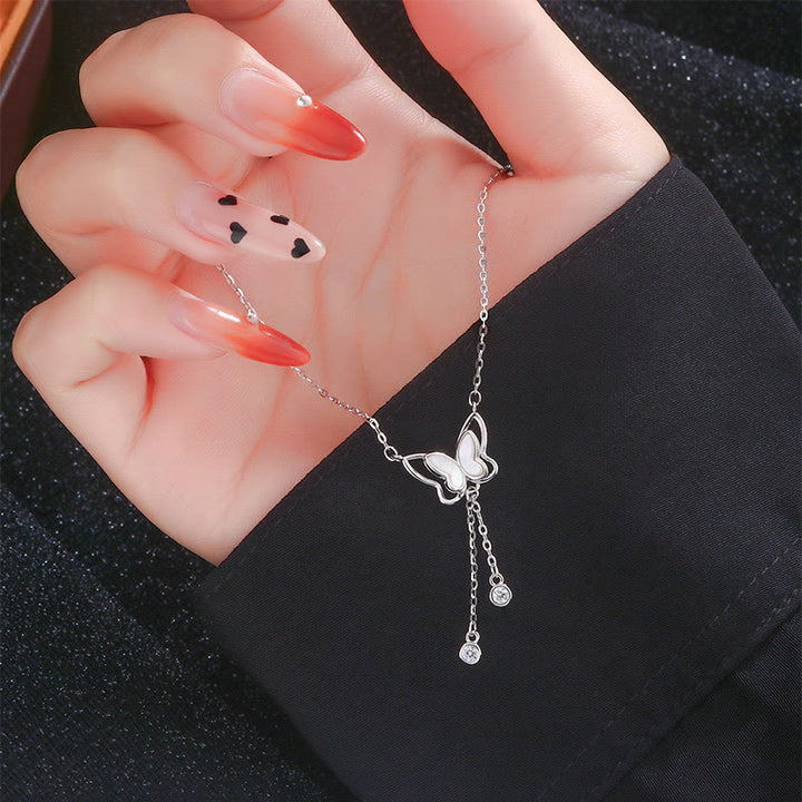 Buddha Stones 999 Sterling Silver Tridacna Pietra Farfalla Calma Collana Pendente - image 4