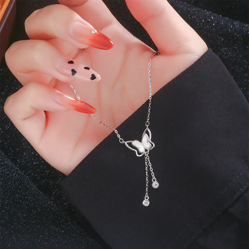 Buddha Stones 999 Sterling Silver Tridacna Pietra Farfalla Calma Collana Pendente - image 4