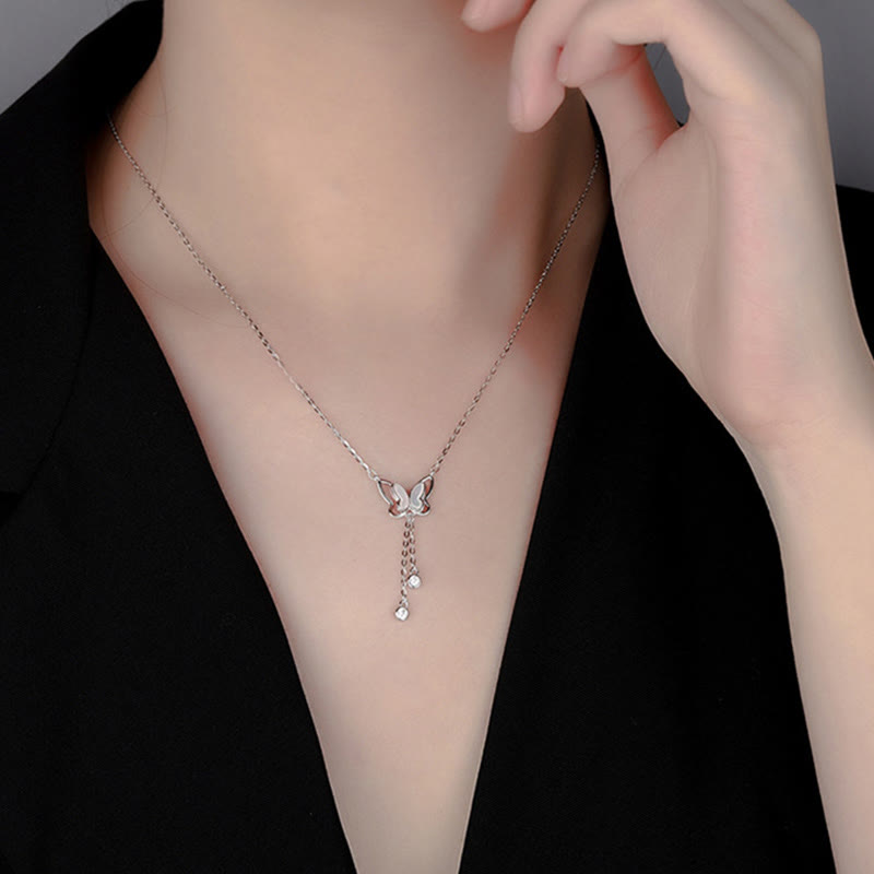 Buddha Stones 999 Sterling Silver Tridacna Pietra Farfalla Calma Collana Pendente
