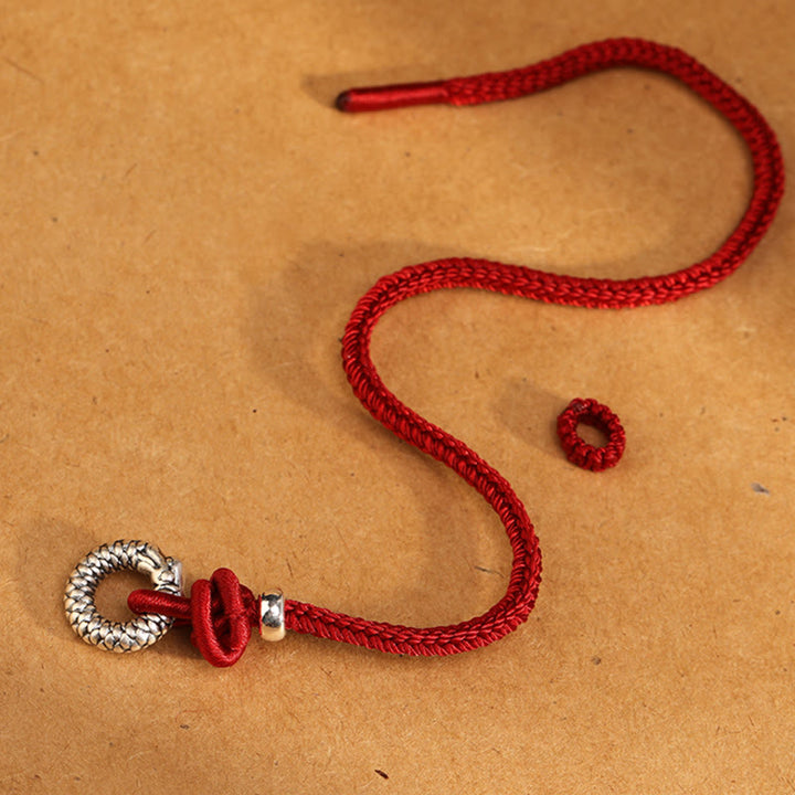 Braccialetto portafortuna con fibbia della pace dell'anno del drago in argento sterling 999 Buddha Stones