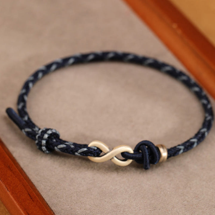 Braccialetto con corda portafortuna con simbolo dell'infinito e nodo infinito in argento sterling 999 fatto a mano Buddha Stones - image 9