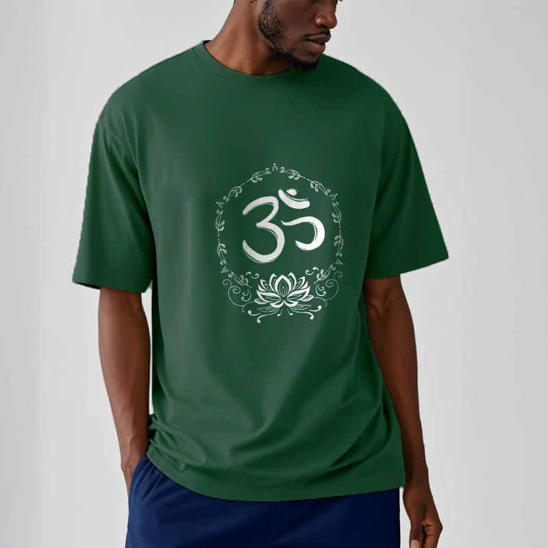 Maglietta in cotone con schizzo Buddha Stones OM Lotus - image 7